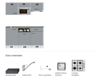 Keukenblok 180cm met magnetron, vaatwasser en kookplaat RAI-002
