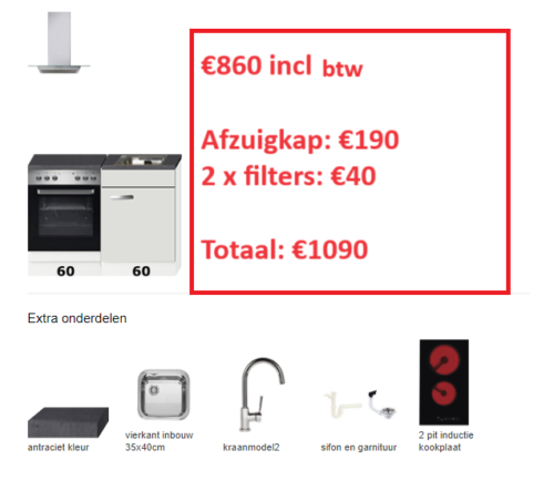 Kitchenette 120cm met oven en afzuigkap RAI-9933 - Afbeelding 3