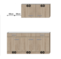 keukenblok 180cm, 50cm diep zonder werkblad