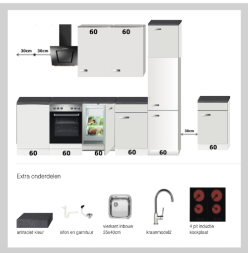 Keuken Lagos 300 cm  incl. Inbouwapparatuur OPTI-127 - Afbeelding 2
