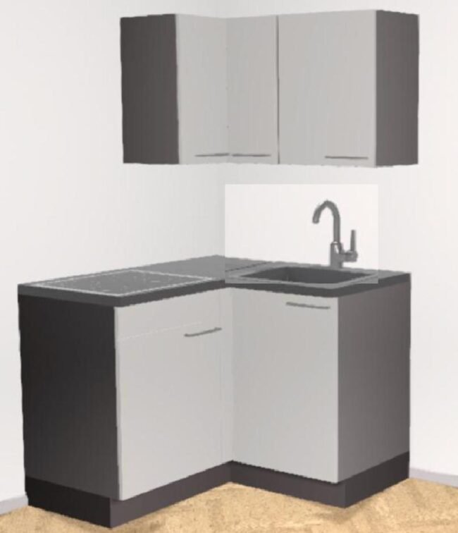 Keukenblok grijs 122cm x 132cm incl gas-kookplaat RAI-0202